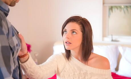 Rangy american teen Kiera Winters work on big rod and gets a cum shot on her face 